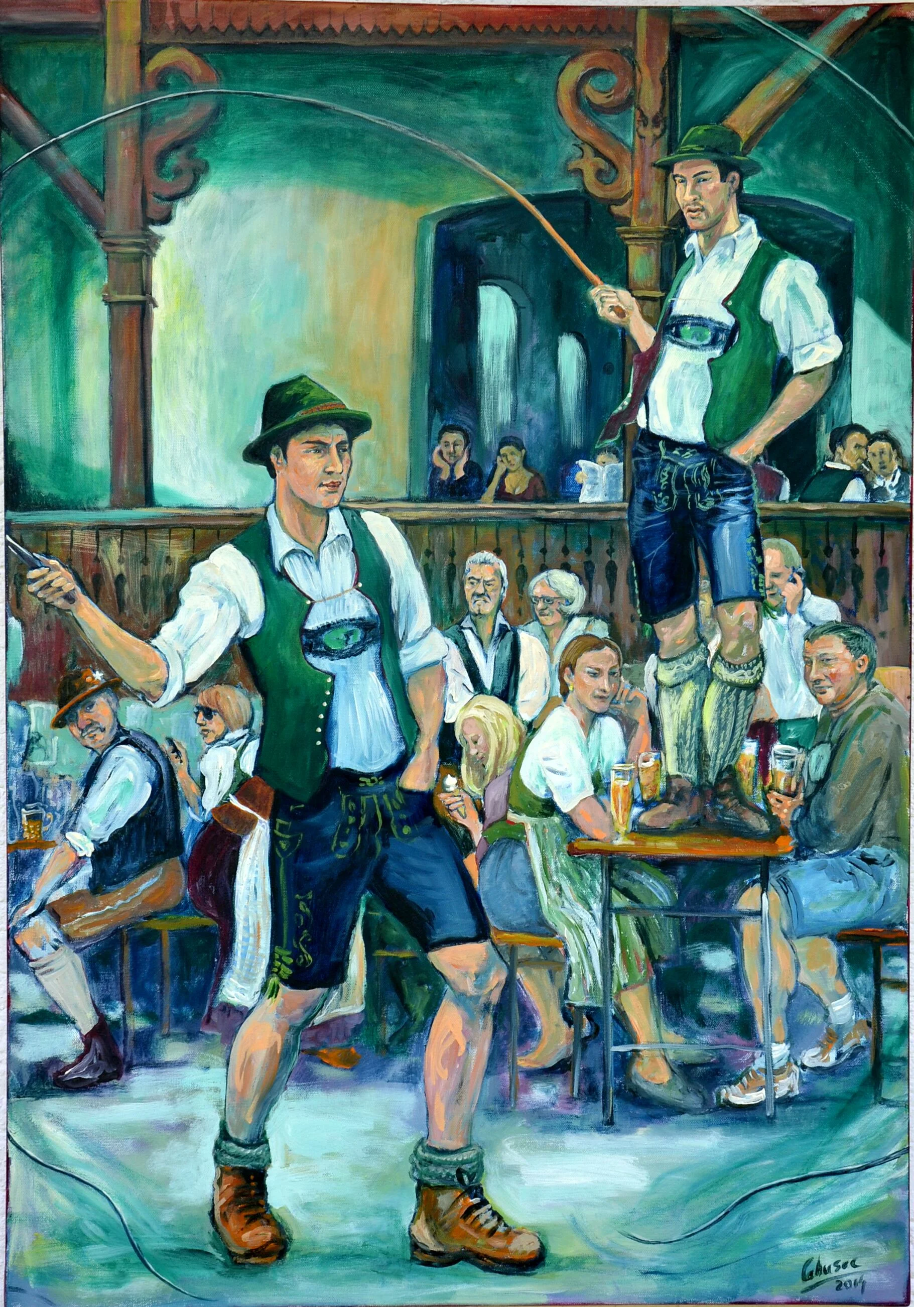 "Goasslschnoiza" - 100cm x 70cm Ei-Öltempera auf Leinwand