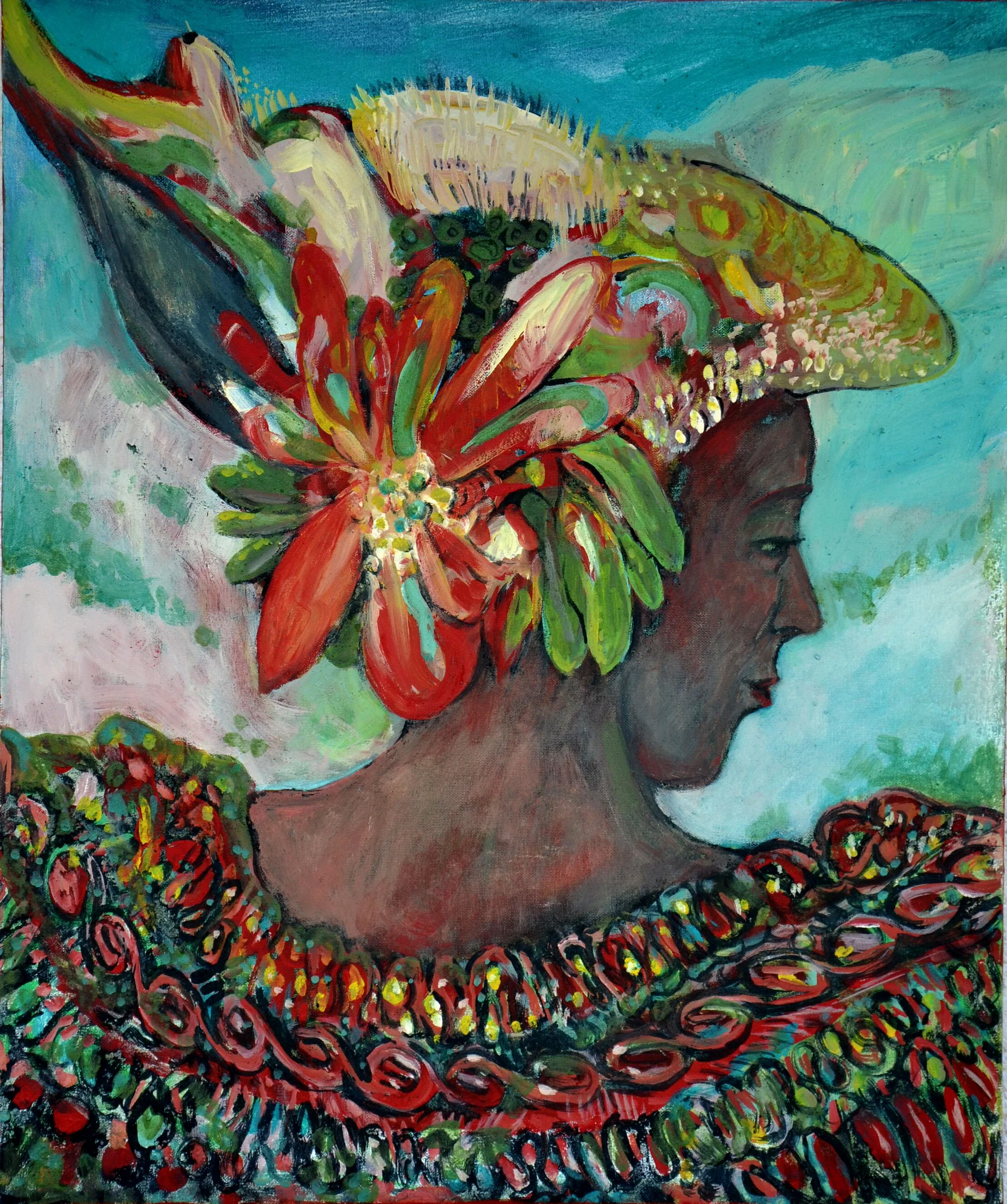"Exotic Schalk" - 60cm x 50cm Ei-Öltempera auf Leinwand