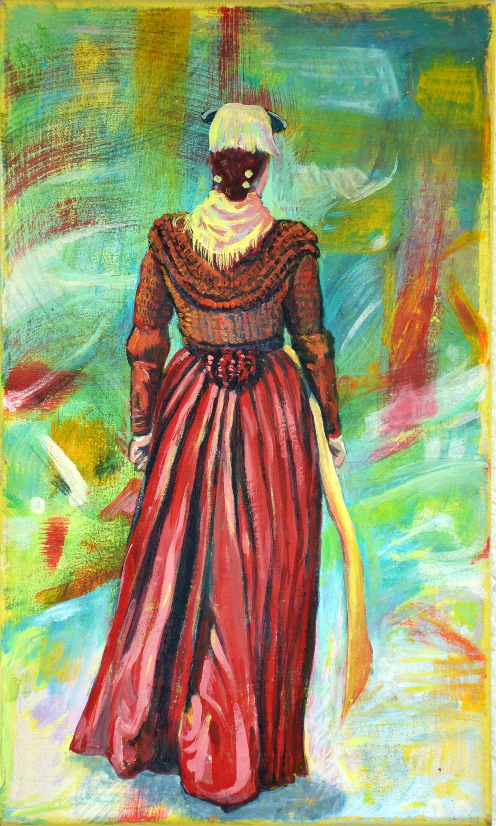 "Rote Tracht" - 50cm x 30cm Ei-Öltempera auf Leinwand