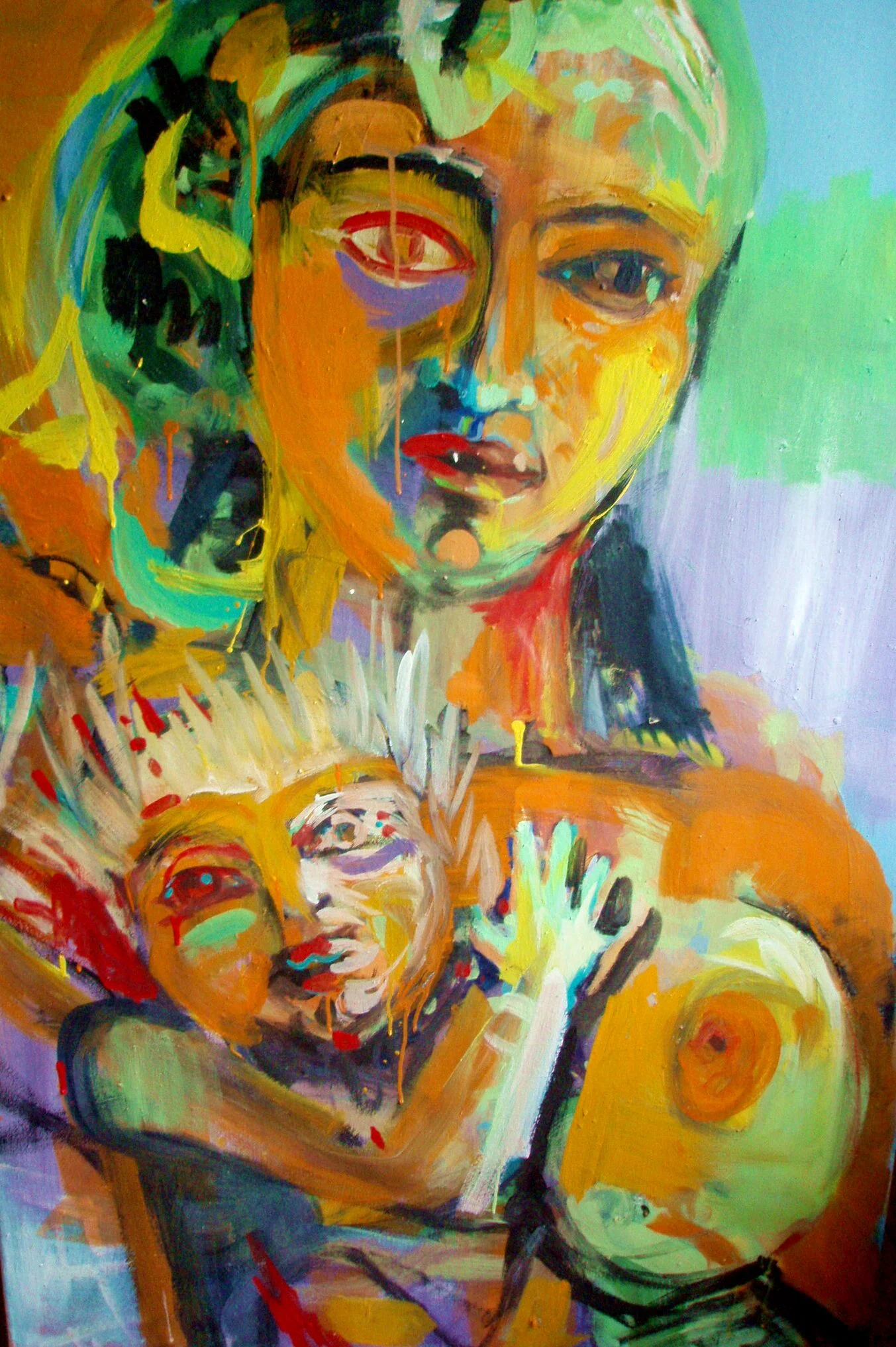"Maria und Jesus" - 120cm x 80cm Ei-Öltempera auf Leinwand