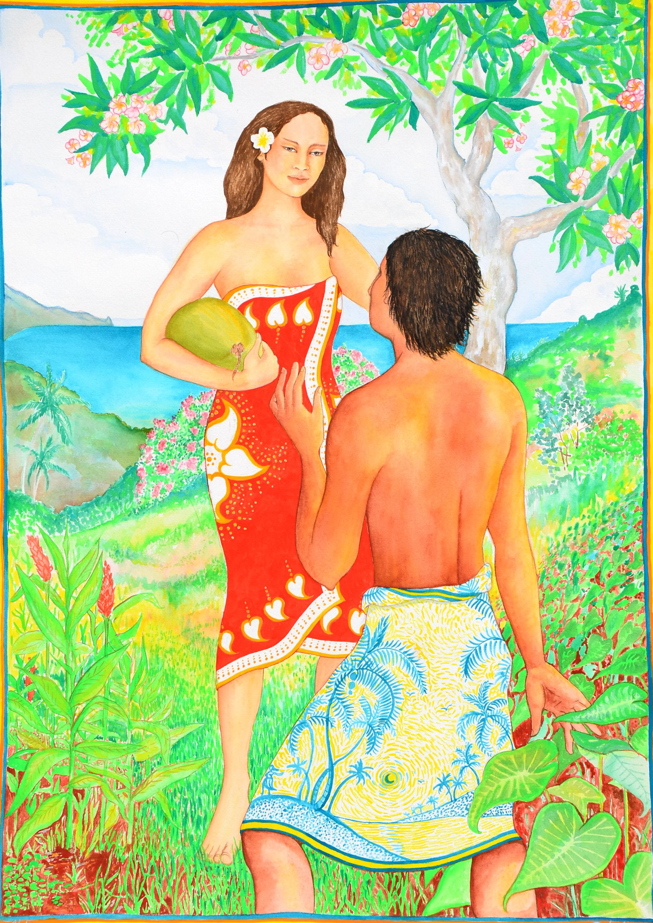 "Aloha" - 75cm x 54cm Aquarell auf Papier Privatbesitz