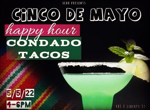 Happy Thursday! 

We want to invite you all to come out with us next Thursday and celebrate the end of another academic year; we did it! 

Join us for a cinco de mayo happy hour next Thursday, May 5 at Condado Tacos (401 E Liberty Street, Ann Arbor) 