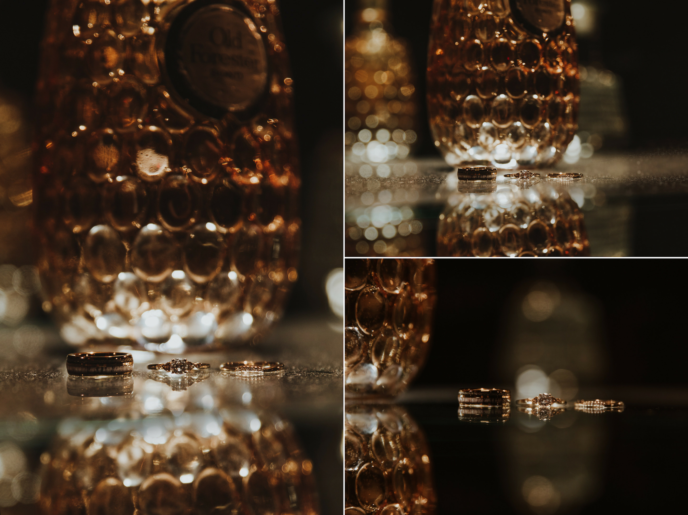 Bourbon bottle wedding ring details