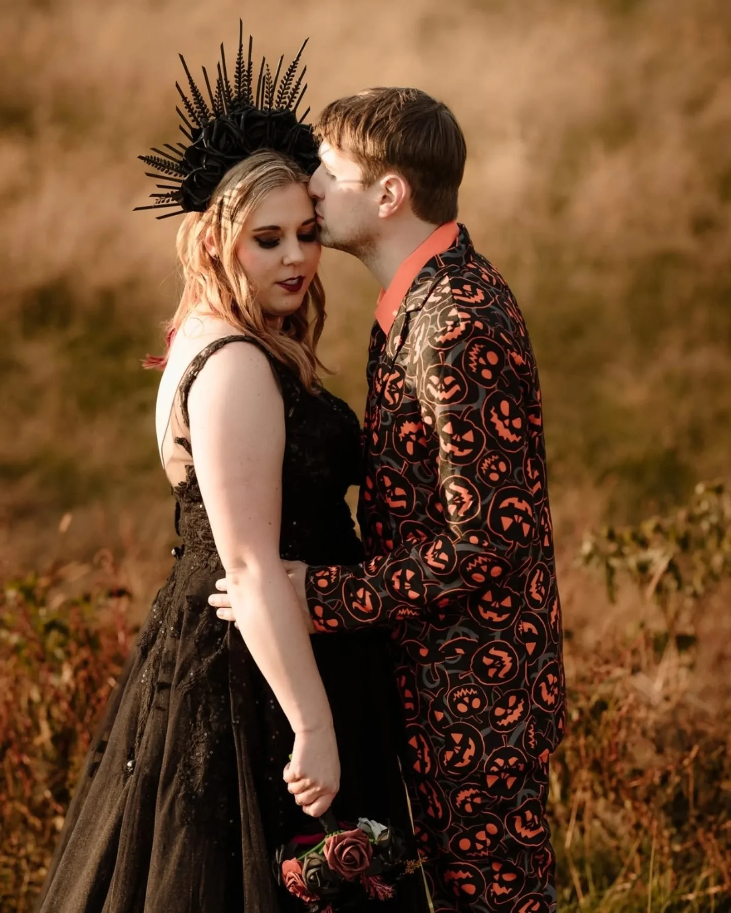 Emily and Shane's Halloween wedding was such a celebration of not only love, but the couple's devotion to the Halloween and horror theme! Every piece of decor from the centerpieces to the cake topper, plus their outfits and accessories, all screamed 
