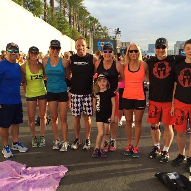 My team - we are getting ready to work out with Shaun T., Tony Horton, Chalene Johnson at Summit 2014 Las Vegas