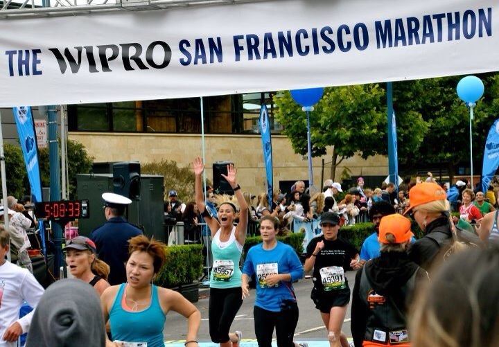 Literally sprinting to the finish line - complete excitement to finish the race! 
