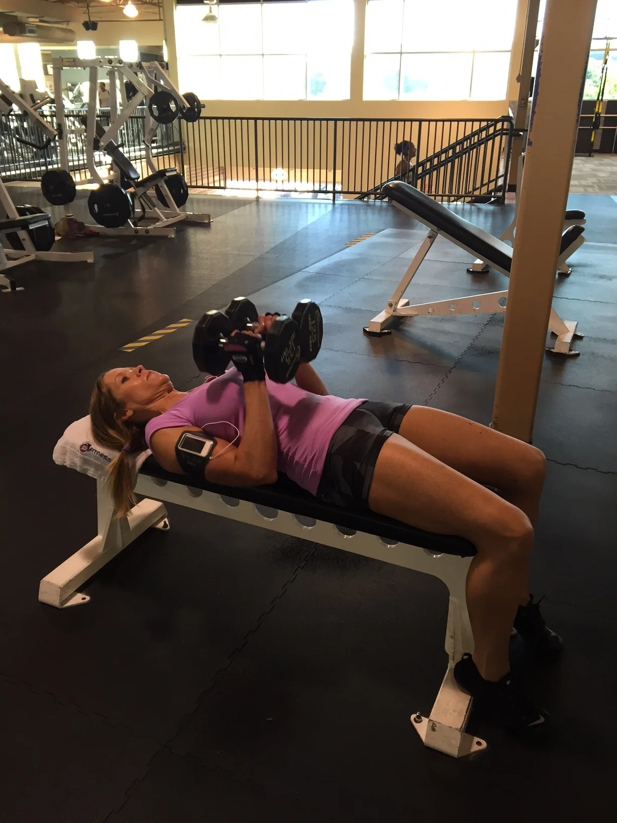 Beginning position for a chest push press. 