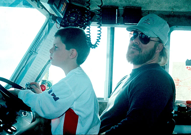 Pat and Kessler on Pats boat Veronika K