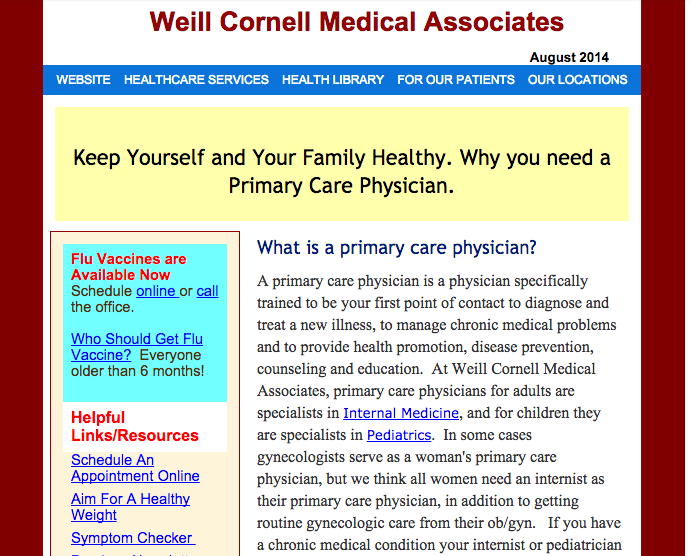 The message that this perfunctory email actually sends is how little Weill Cornell cares about me and my family's health.