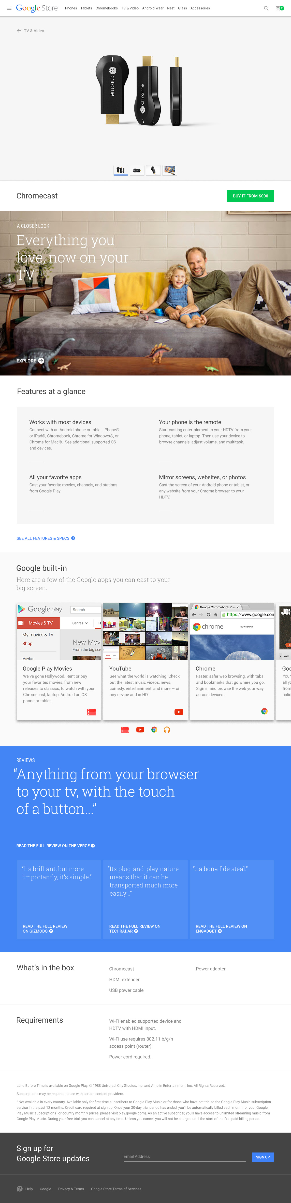 Chromecast Hero Product Detail Page