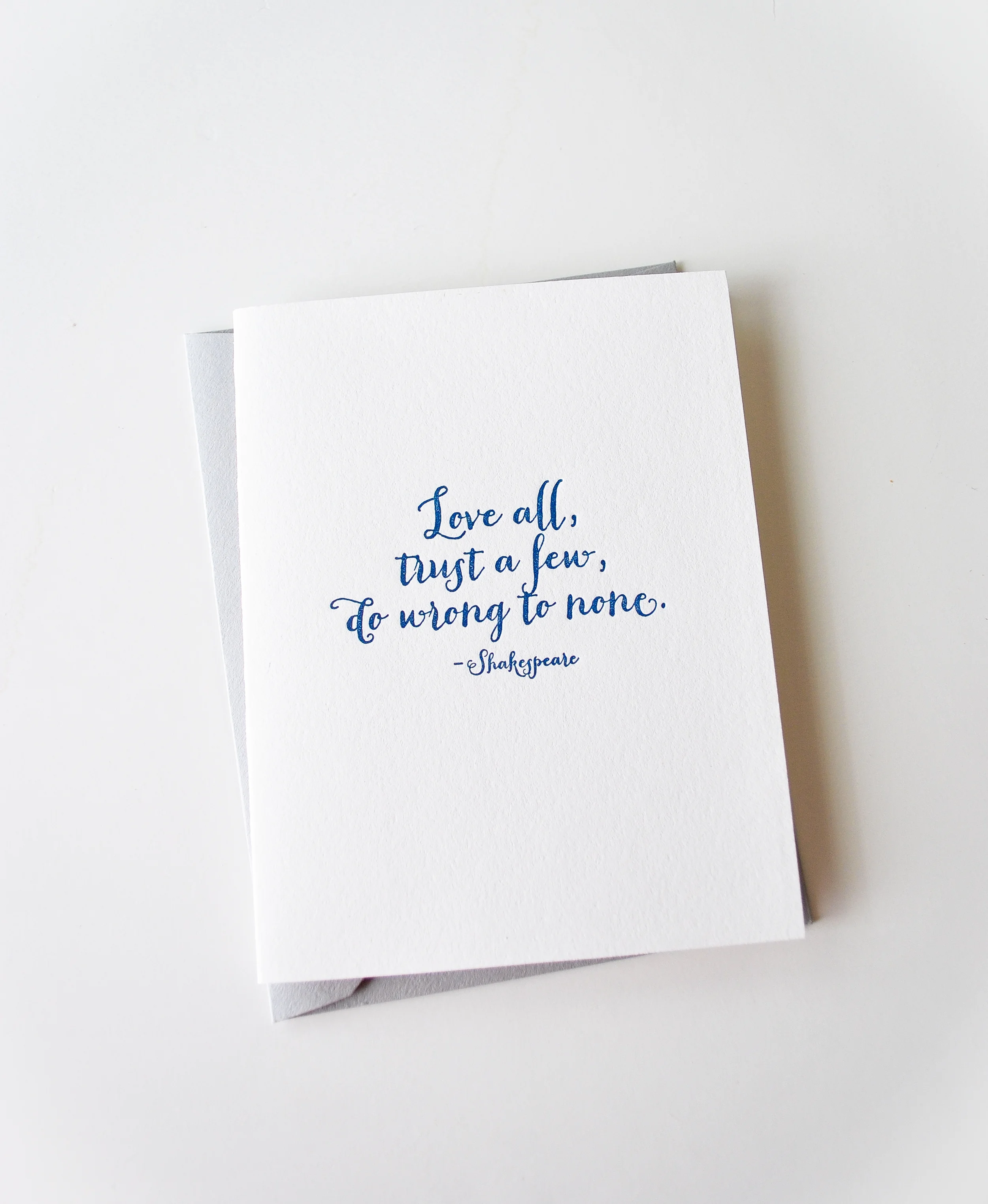 Do Wrong To None Letterpress Card