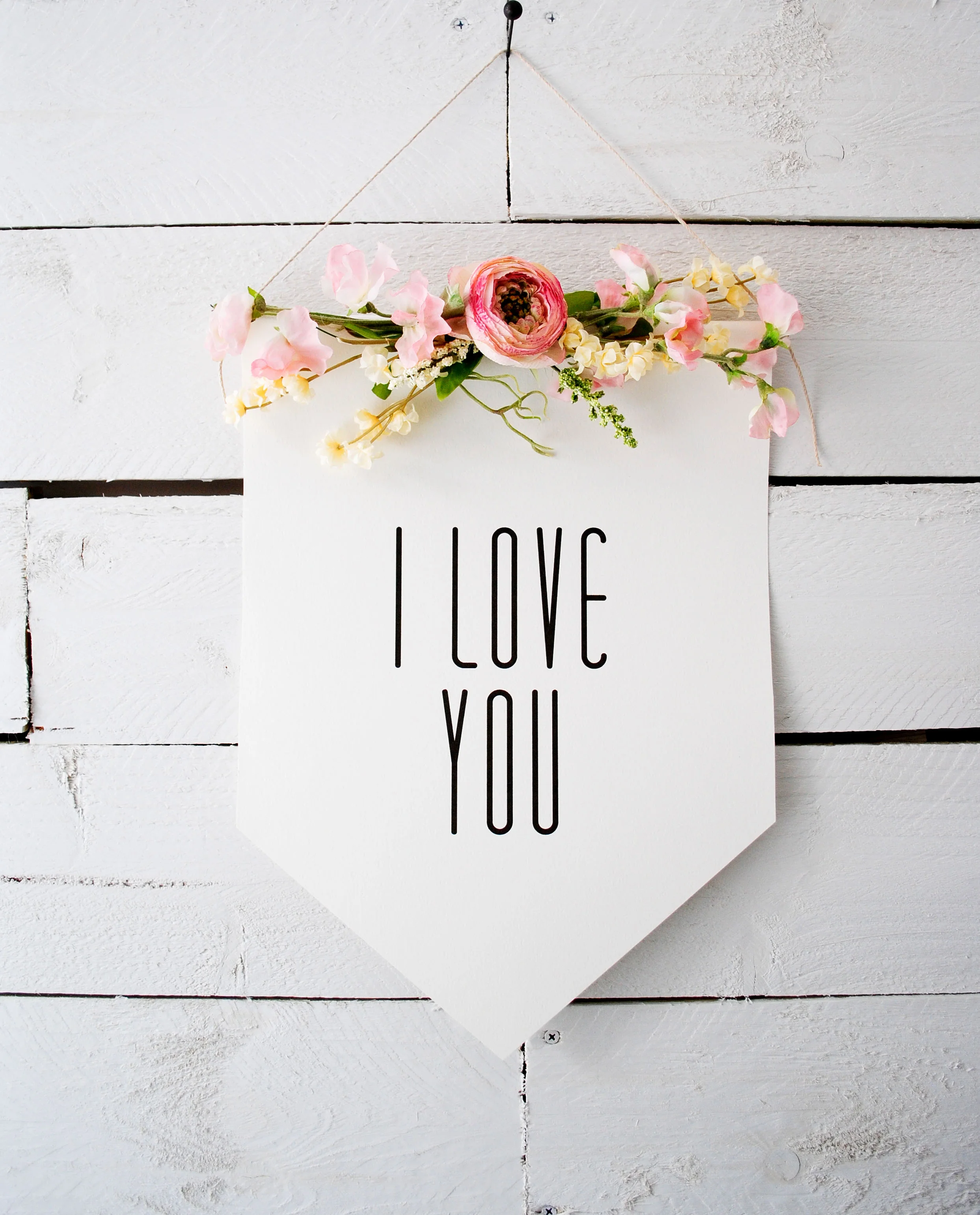 I Love You Floral Banner