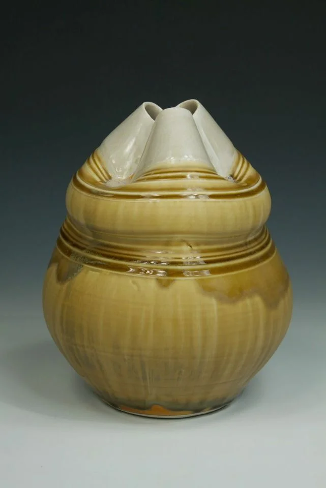 Aysha Peltz, Bud Vase, H: 11" x D: 6", Porcelain, Wheel thrown, wet altered, oxidation fired, 2012