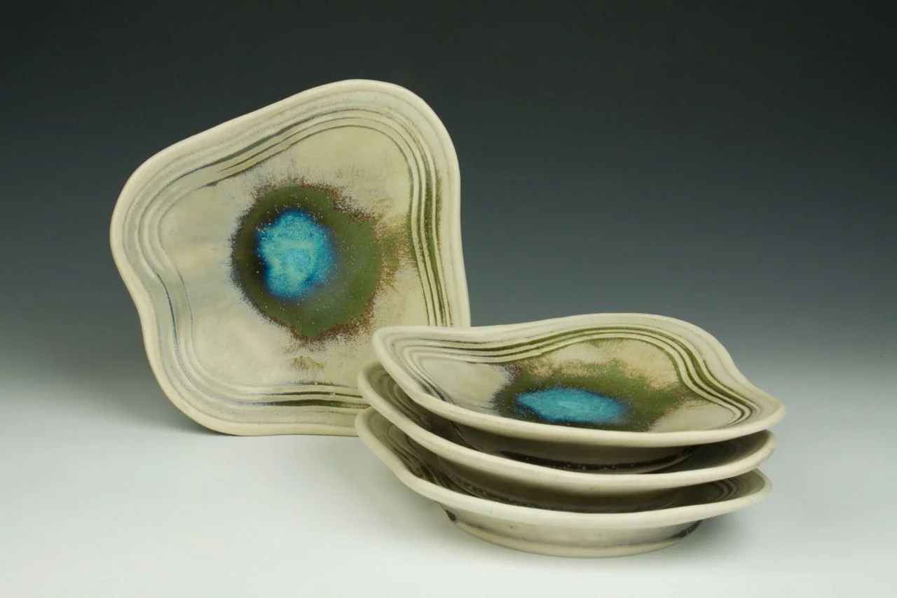 Aysha Peltz, Salad Plates, 7", Porcelain, Molded and thrown, oxidation fired, 2014
