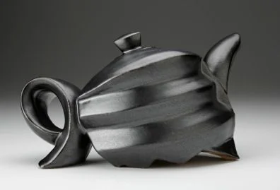Erica Wurtz, Black Teapot, stoneware, cone 9, thrown and hand built, 7x10x5.5'', 2012
