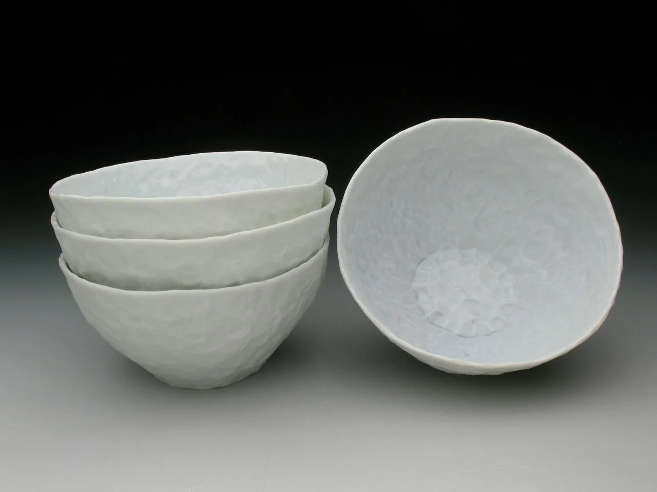 Ingrid Bathe, Cereal Bowl, 3.25" x 5.75" x 5.75", porcelain, pinched, cone 10 reduction, 2014 