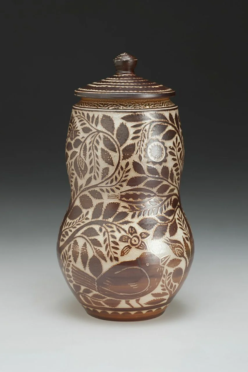 Matthew Metz, Jar, 13”h. x 7” dia. , porcelain, salt glazed. 2013 