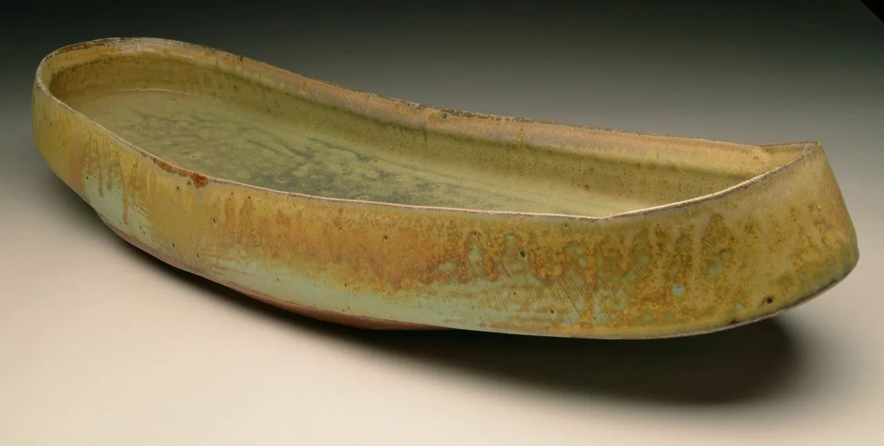 Tyler Gulden, Large Oval Tray – 4.5 x 21 x 9”, stoneware, wheel thrown and hand-built, salt and soda fired, cone 11 - 2014 