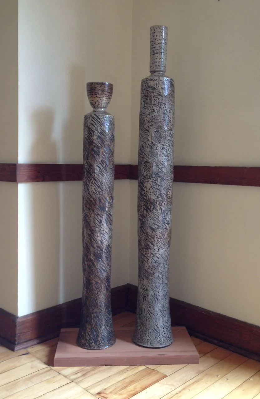 Mark Shapiro, Wood-fired, salt-glazed stoneware with slip, wax and glaze. 2014 