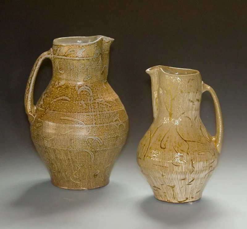 Mark Shapiro, Wood-fired, salt-glazed stoneware with slip, wax and glaze. 2014 