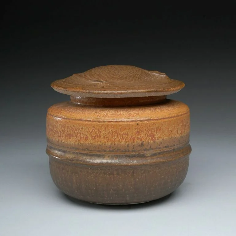 Karen Karnes, Lidded Jar, Cut Lid, 1966-67, 5.5x6x6'', stoneware.