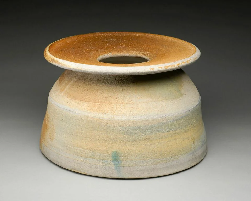 Karen Karnes, Vase Form with Wide Flange, 1980, 12x24'', stoneware.