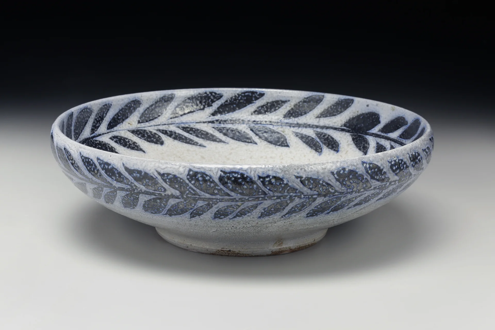 Michael Kline, Serving Bowl, 2015, thrown native NC clay, cobalt wax resist, cone 10, 12x4''