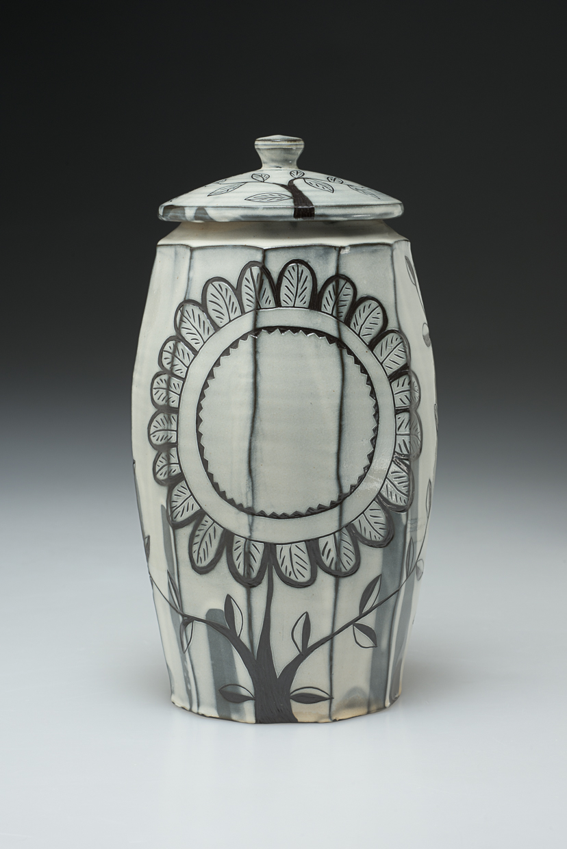 Matthew Metz, Jar, 2015, porcelain, thrown, salt glazed, cone 10,11.5x5.5''