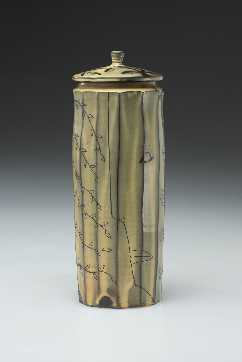 Matthew Metz, Jar, 2015, Porcelain, salt glazed, cone 10, 1035x4''