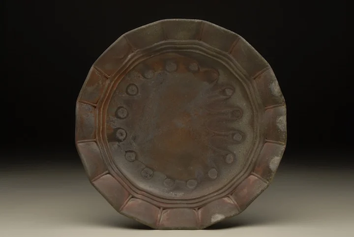 Ted Neal, Plate, 2013, iron rich stoneware, wheel thrown and altered, wood fired cone 9