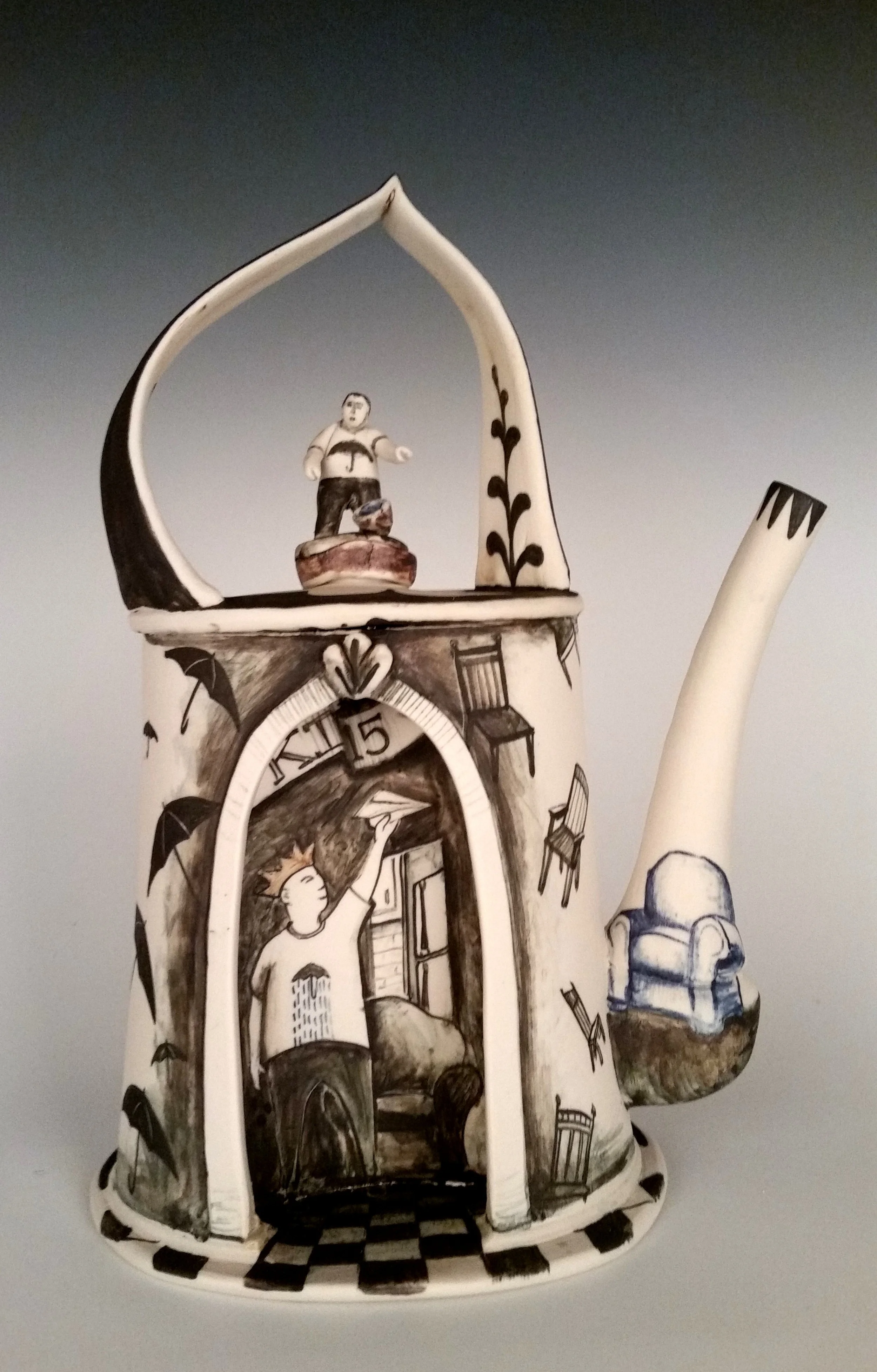Seth Rainville, RainKing, Porcelain, cone 6 oxidation, slips and glazes, 12x7.75x5''