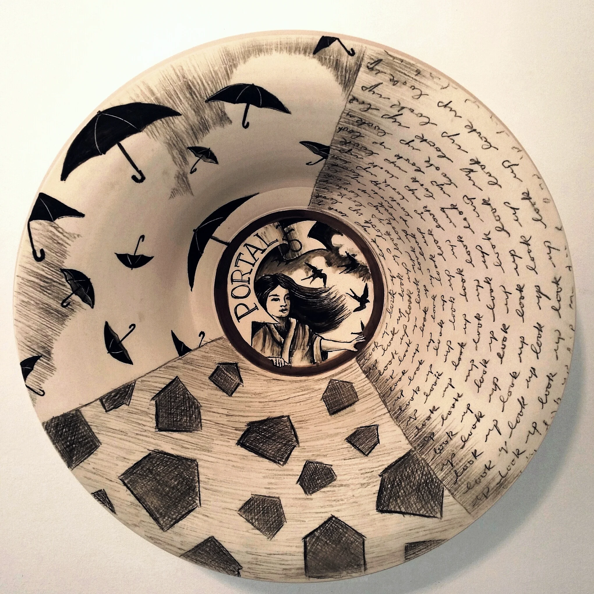 Seth Rainville, Portal, 2015, Porcelain, cone 5 oxidation, slips and glazes, 16x7''