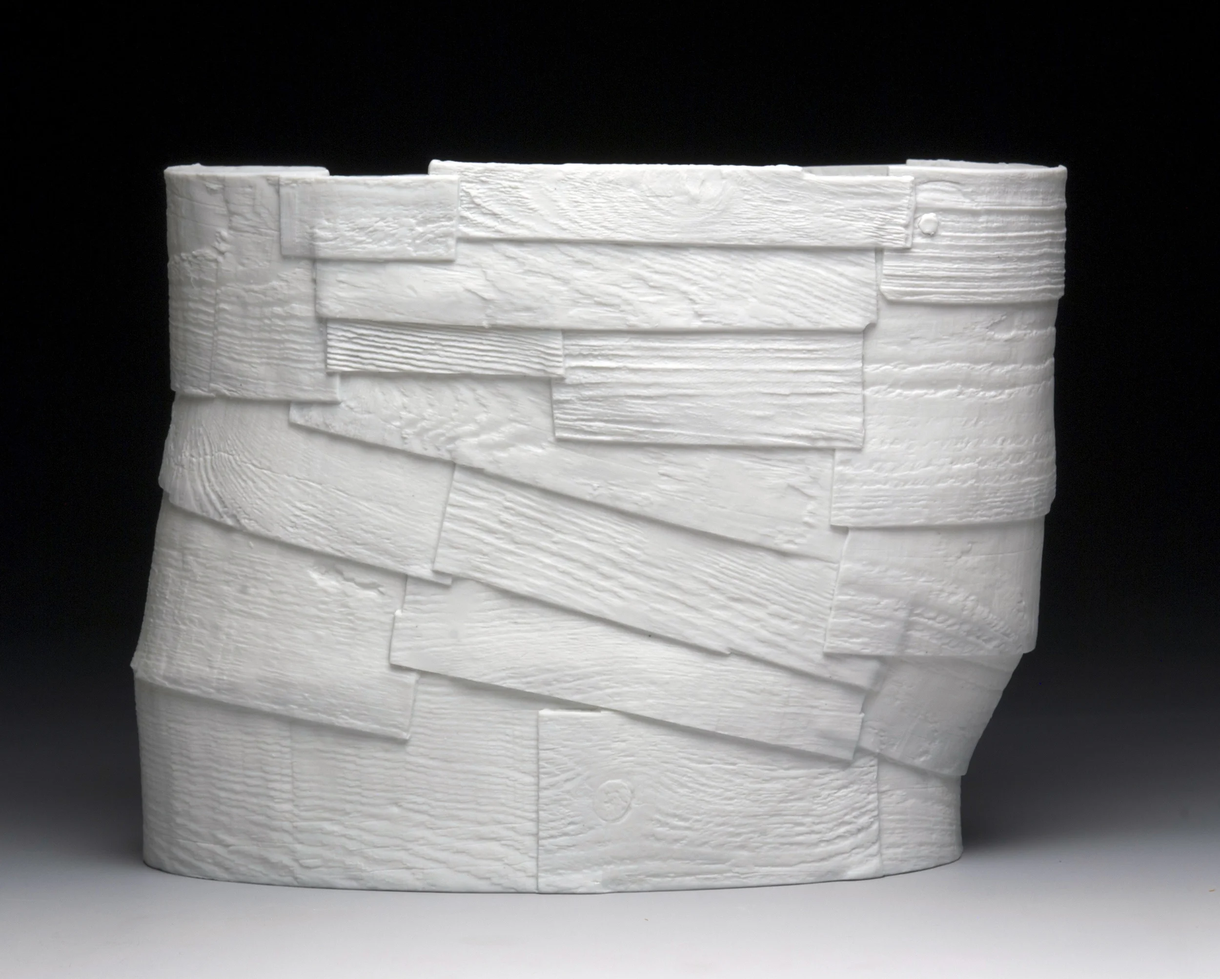 Bryan Hopkins, Vase, 2015, porcelain, slip-cast slabs, hand built, cone 10, 11''