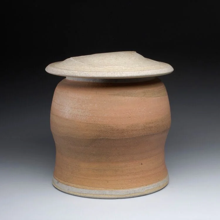 Karen Karnes, Tall Lidded Vessel with Thrown Lid, Stoneware, 11x10.5x10.5, 1981