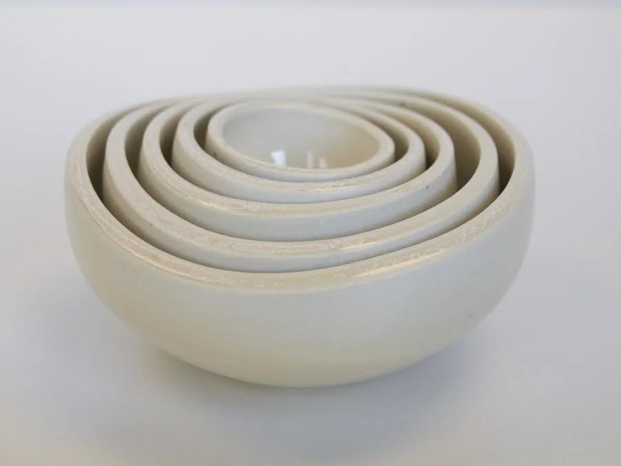 Normandy Alden, Nesting Bowls, 2014, Porcelain, wheel thrown, cone 7, 6x6x2.5''