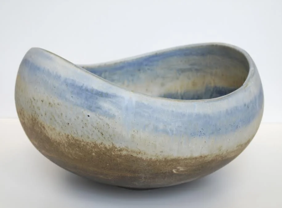 Normandy Alden, Landscape bowl in blue and brown, 2014, Stoneware, slab and coil built, cone 7, 15x15x9''
