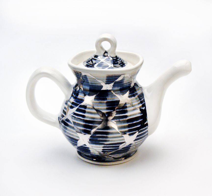 Sean O'Connell, Teapot, 2015, Porcelain, Wheel thrown, cone 7 Ox, 5x7x4''