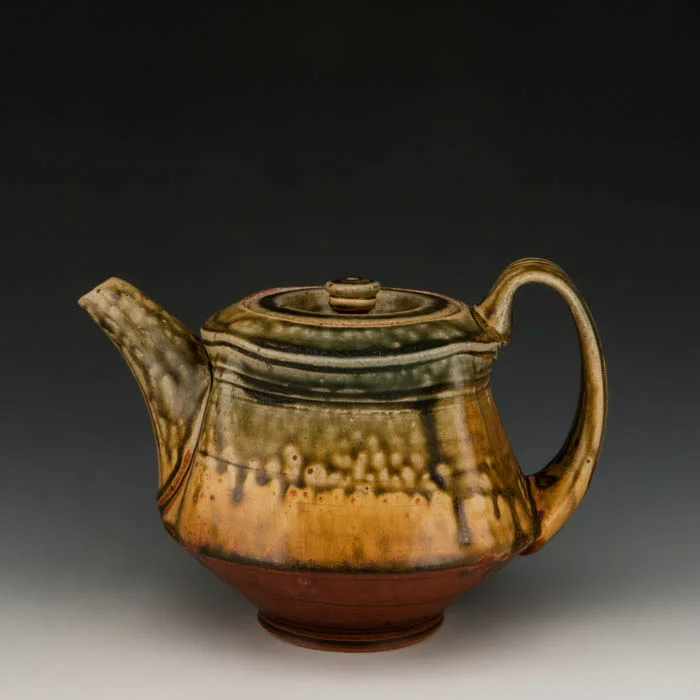 Ellen Shankin, Teapot,&nbsp;&nbsp;Stoneware, wheel thrown, satin mats and earthenware slip glazes, cone 9, 8x6'', 2015