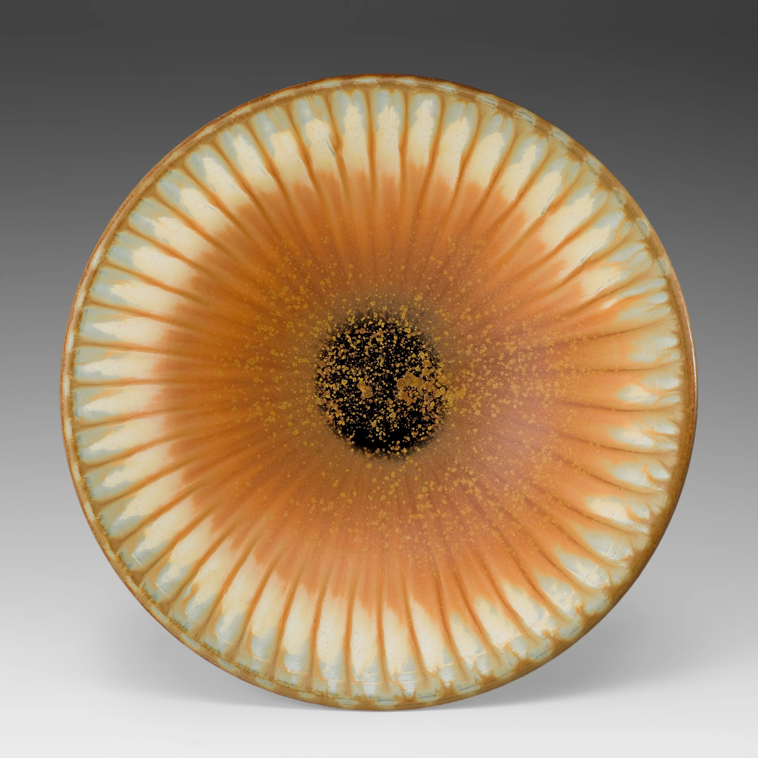 Richard Aerni, Bowl, Porcelain with crystalline and stoneware glazes, wheel thrown, cone 10, 12'' 2015