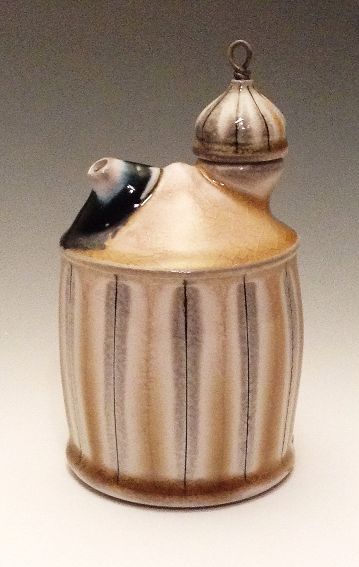 Lorna Meaden, Ewer, Soda Fired Porcelain, wheel thrown with slip inlay, 4x3x3'', 2015