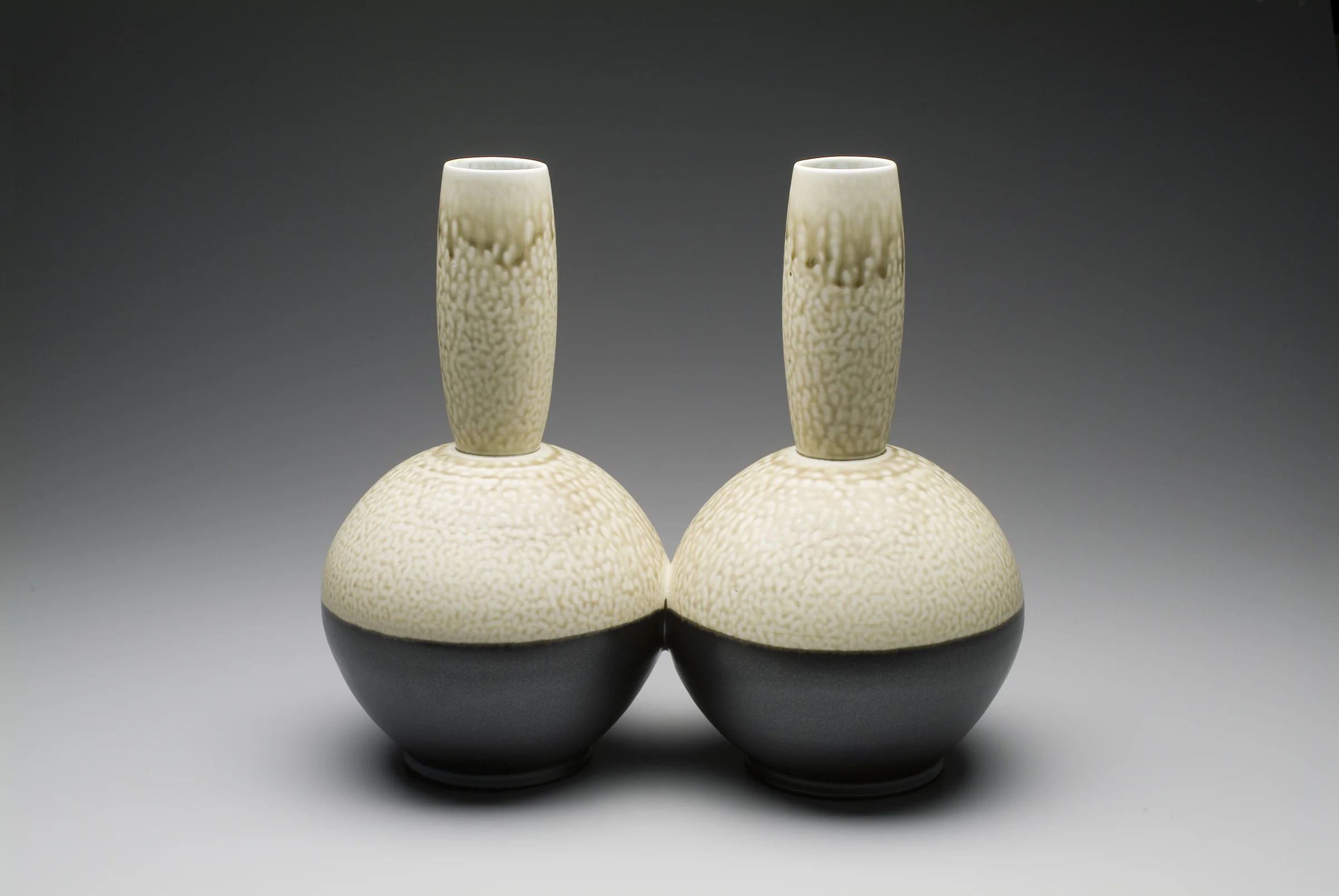 Peter Beasecker, Double Vase, Porcelain, Thrown and assembled, 15.5x15x8, 2013