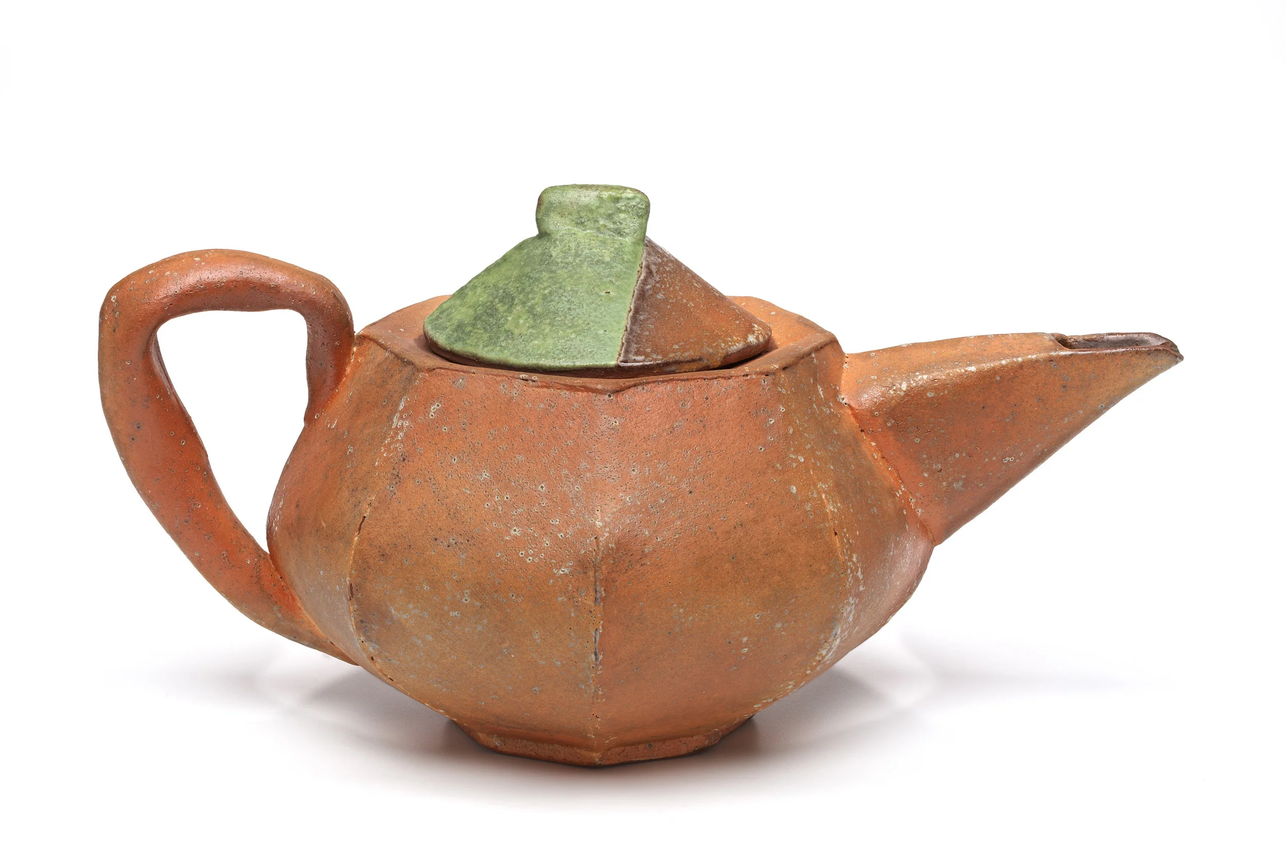 Mark Pharis. Teapot, Handbuilt earthenware cone 04, Terra sigillata and alkaline glaze, 2015