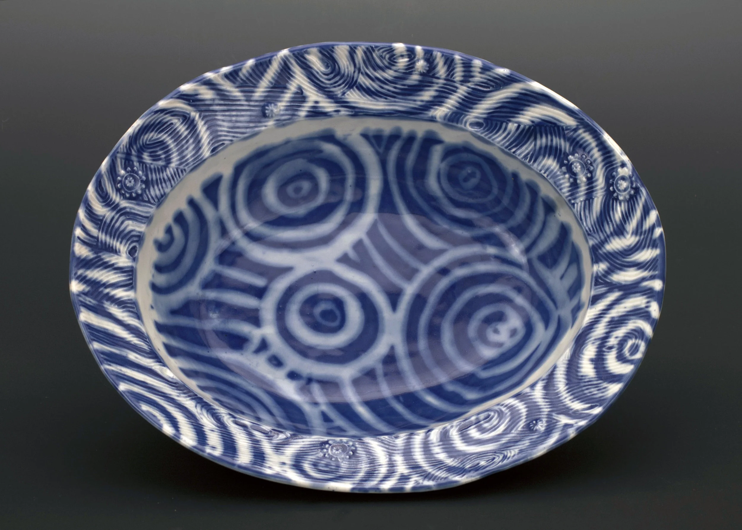 Liz Quackenbush, Large Bowl, Porcelain, Hand Built, cone 10 reduction, 17x17x4,2015