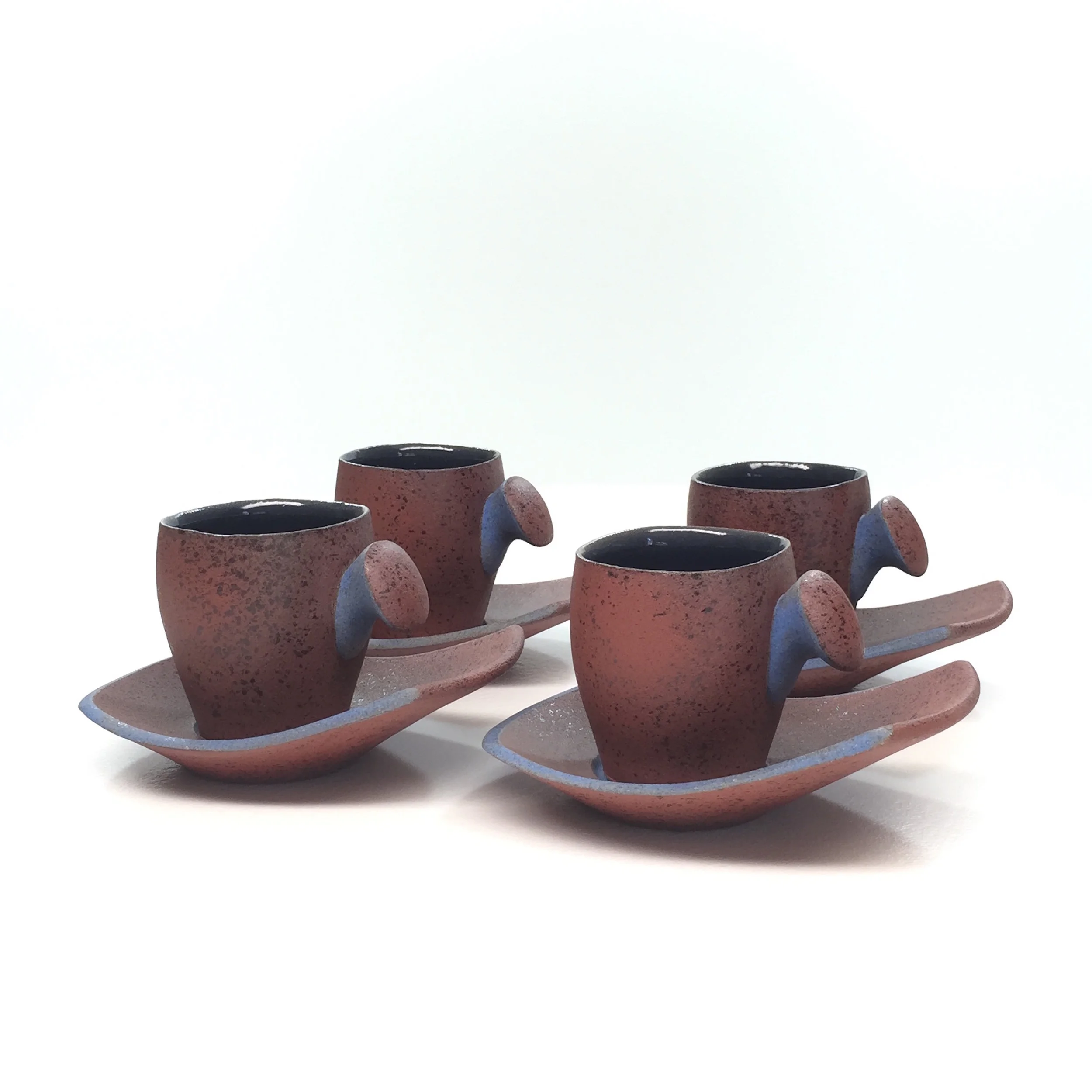 Noah Riedel, Espresso Set, Stoneware once-fired ^5, 3x4x3, 2016