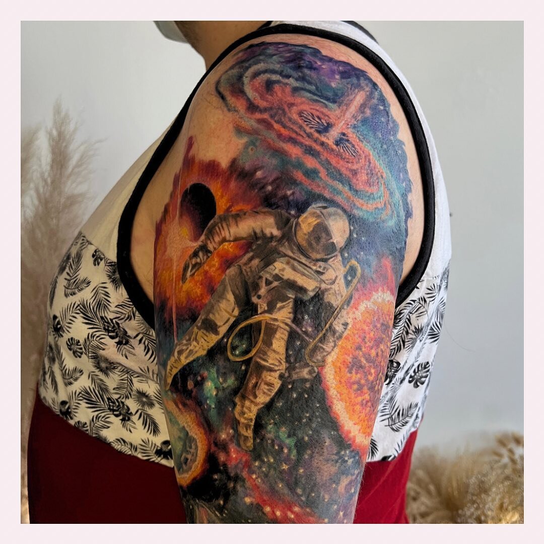 I love doing space tattoos and this one is coming along great. Excited to work on it more and would absolutely love to do more! #portland #oregon #pnw #space #astronaut #pdx