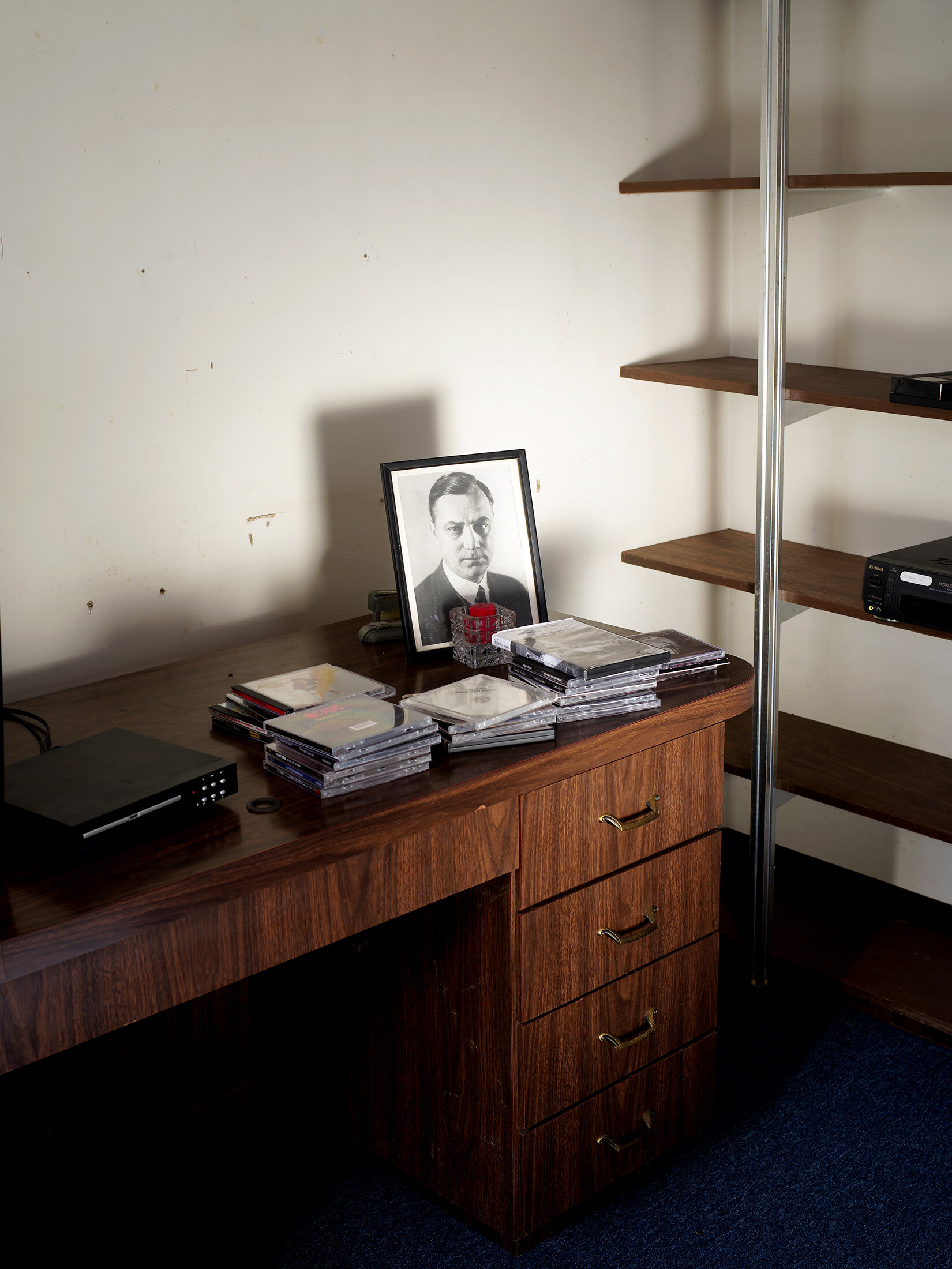  A framed photograph of Alfred Rosenberg sits in the former office of William Luther Pierce at the National Alliance compound. Rosenberg is considered one of the main contributors of Nazi ideological creeds. 