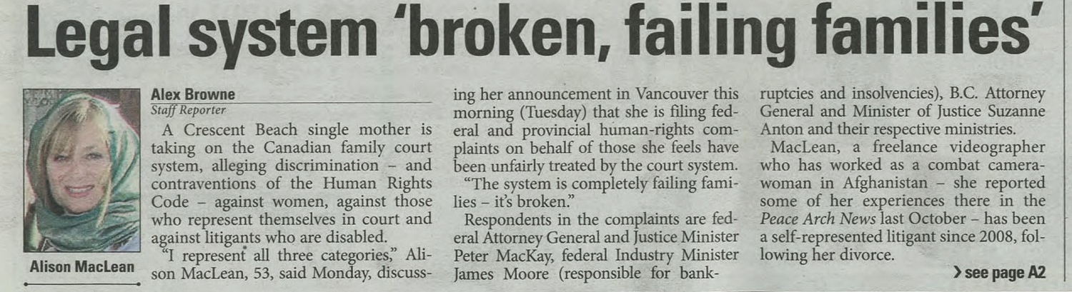 The Peace Arch News Article on Family Law (Link Below)