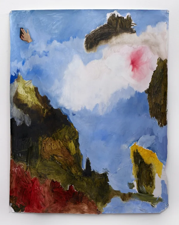 Cliff, wink OIl, paper and tape on paper 24x30