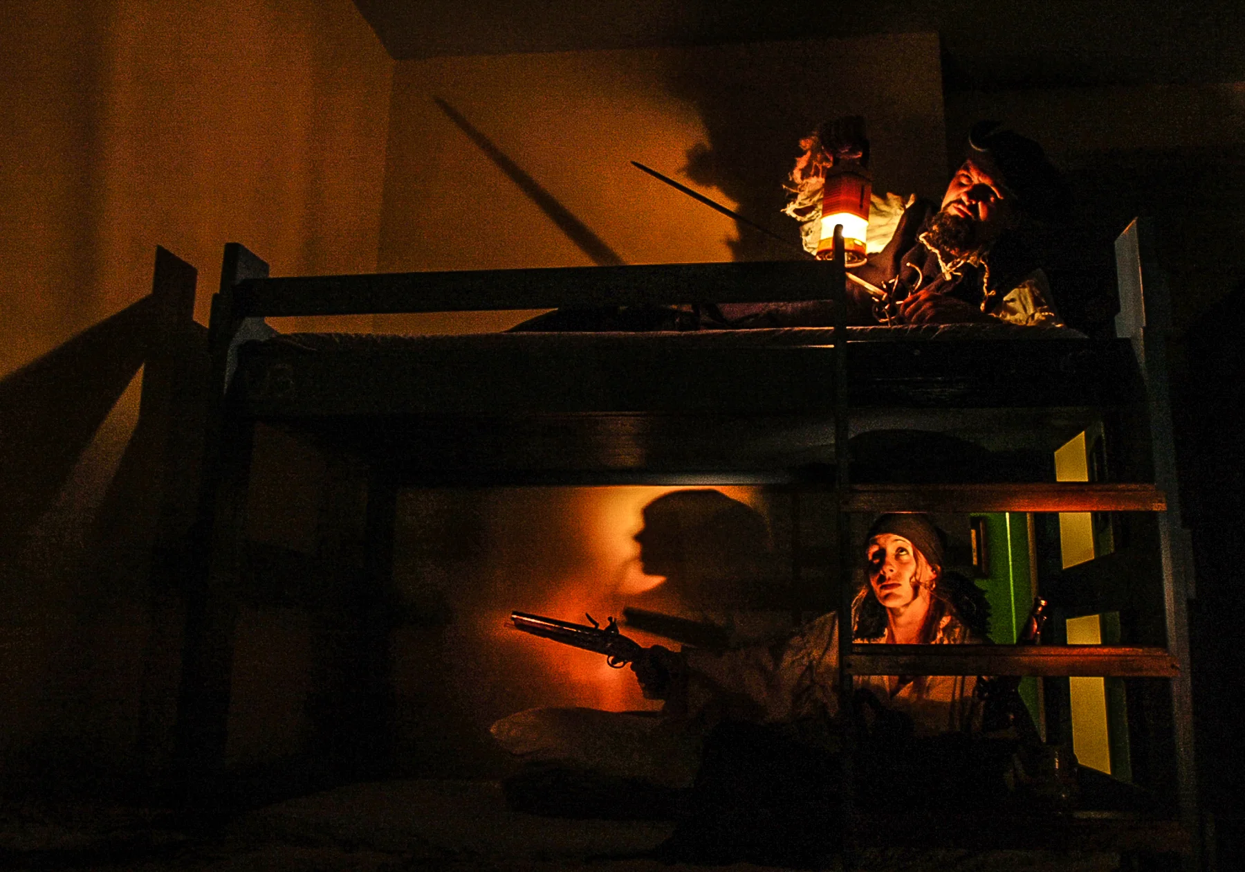  Owners Conrad Matt and Elaine Juzwick haunt a bunkroom of the Pirate Haus Inn and Hostel on October 27, 2005. Photo by MADELYN TROYANEK, madelyn.troyanek@staugustinerecord.com 