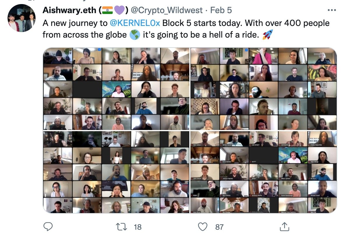 Kernel on X: KERNEL is made up of unique, incredible individuals. Genesis Block included 200 builders from 48 countries building 75 Web 3 startups, open source projects, and educational resources. The relationships